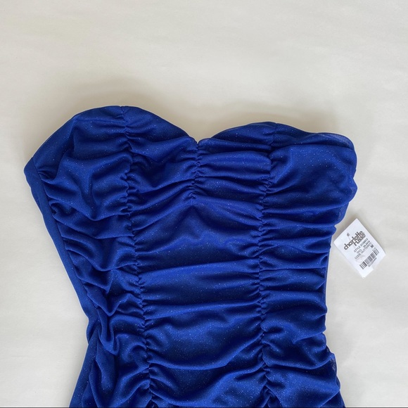 NWT Blue Ruched Sparkle Mini Tube Dress - Picture 6 of 8